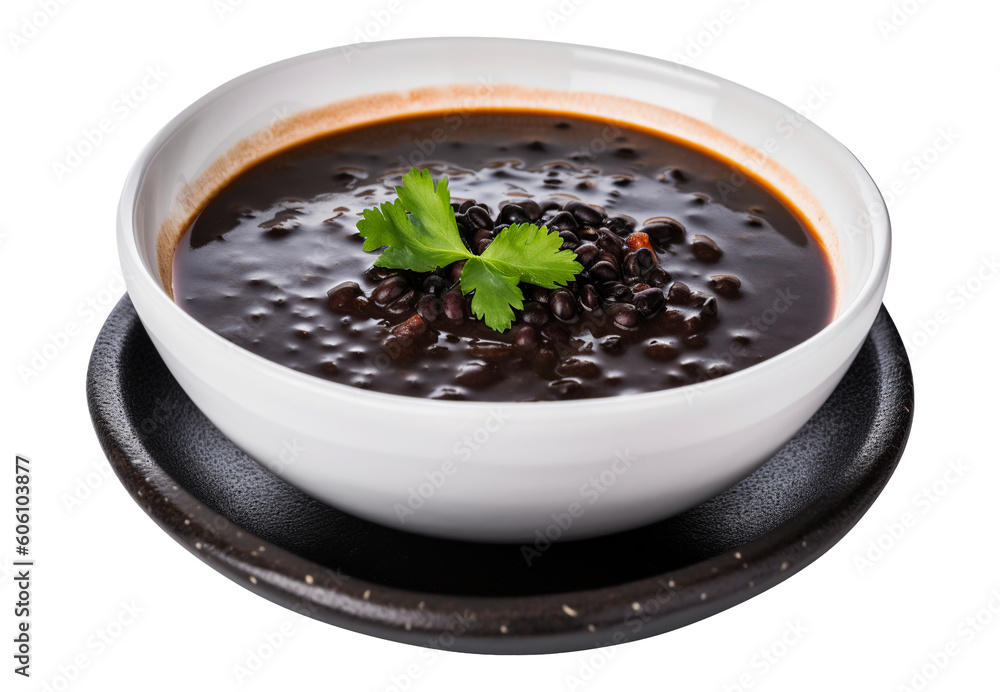 Cooked black beans on transparent background. Generative AI. Cooked black beans on transparent background. Generative AI.