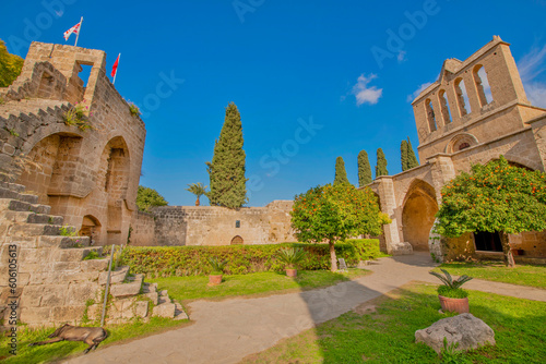Bellapais Abbey, or "the Abbey of Peace" , is the ruin of a monastery built by Cannons Regular in the 13th century on the northern side of the small village of Bellapais, now in Northern Cyprus.