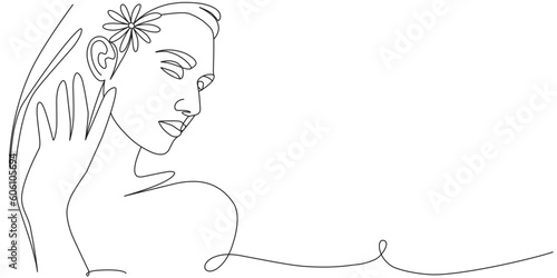 Women’s day line art style vector illustration. Line art illustration of Beautifull woman face
