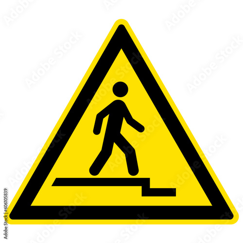 Step down warning sign and labels
