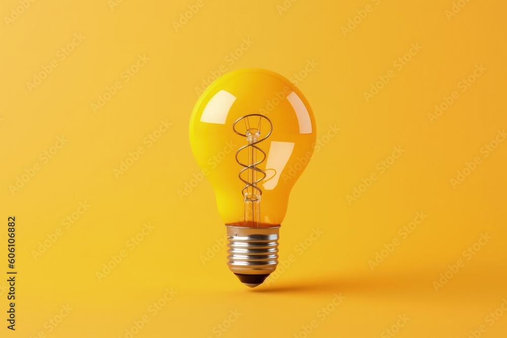 Light bulb on yellow background, creativity and curiosity concept, digital illustration. Generative AI Light bulb on yellow background, creativity and curiosity concept, digital illustration. Generative AI