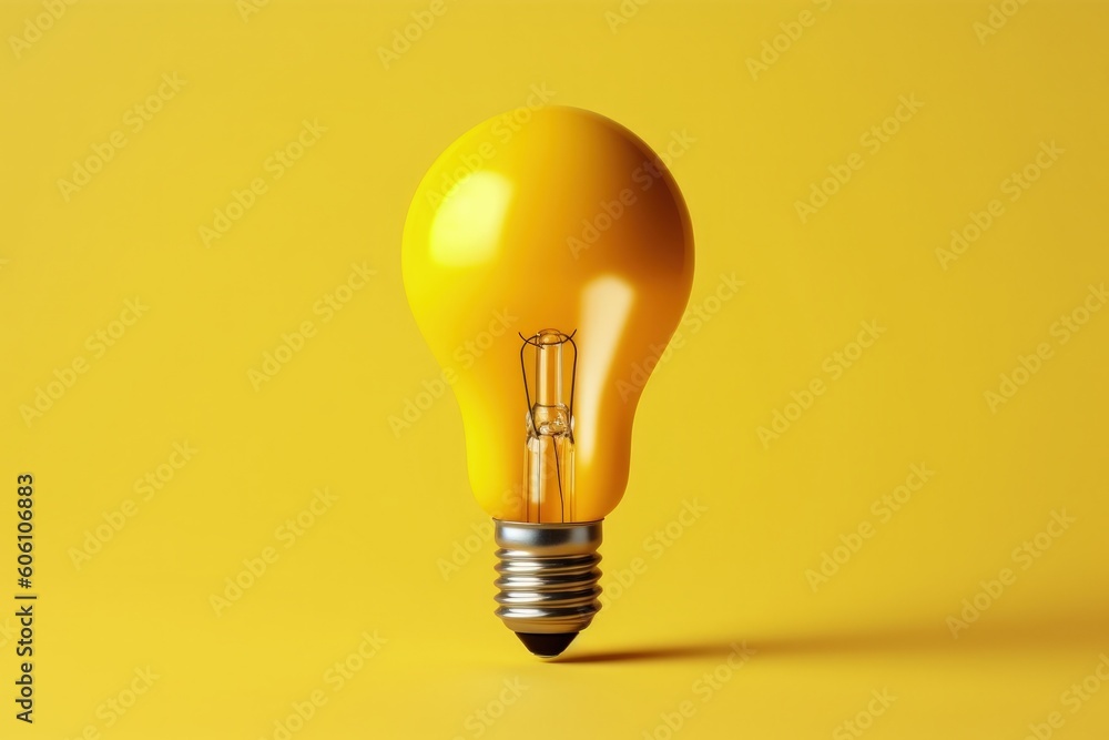 Light bulb on yellow background, creativity and curiosity concept, digital illustration. Generative AI Light bulb on yellow background, creativity and curiosity concept, digital illustration. Generative AI