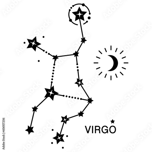 Zodiac signs illustration. Virgo sign. Isolated on white background.