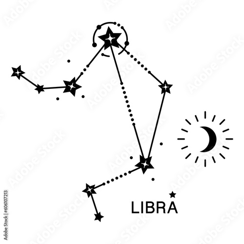 Zodiac signs illustration. Libra sign. Isolated on white background.