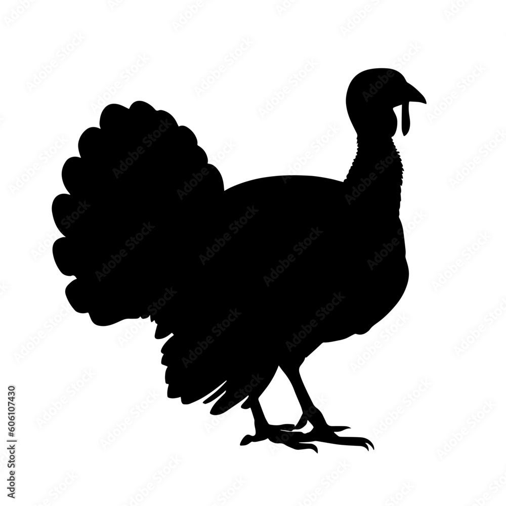 Turkey silhouette isolated on white background. vector illustration Turkey silhouette isolated on white background. vector illustration