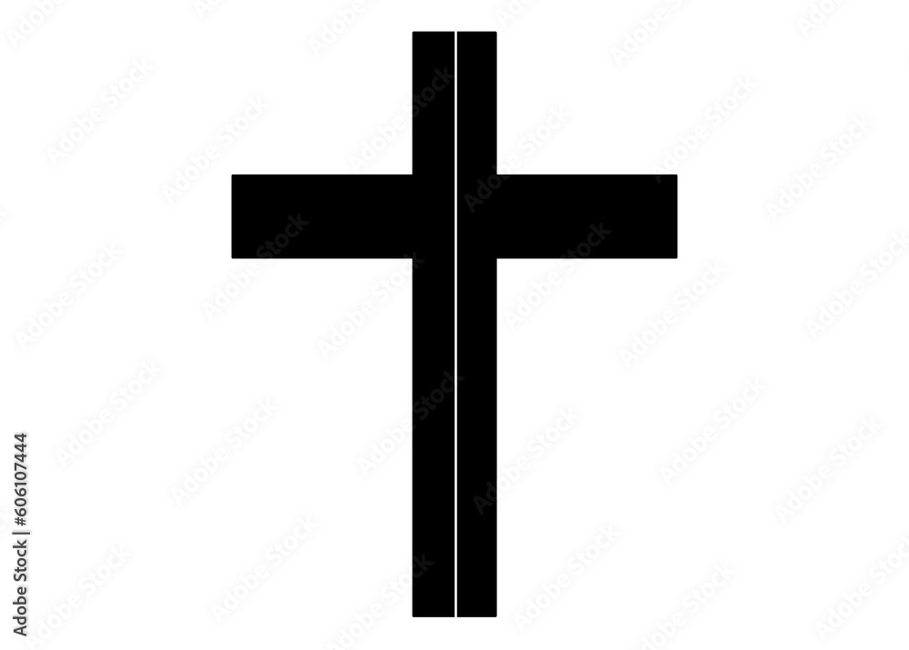 Black Cross with a dividing line symbolizing division within Christianity and the church
