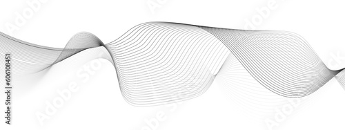 Abstract wavy white and grey curved lines on transparent background. Frequency sound wave lines and technology background, Design for brochure, flyer, banner, template, business wave lines background.