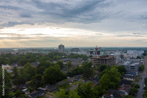 Aerial view of Montgomery  Alabama at sunset in May 2023