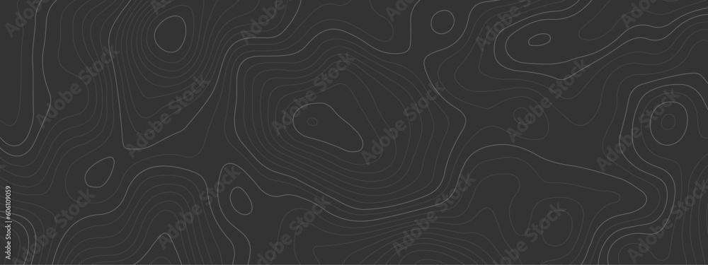 Abstract wave black and white curved lines topographic contours map background. Abstract geographic wavy and curve grid lines map background.