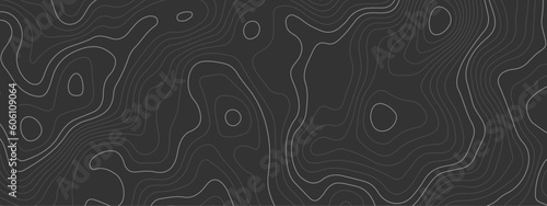Abstract wave black and white curved lines topographic contours map background. Abstract geographic wavy and curve grid lines map background.