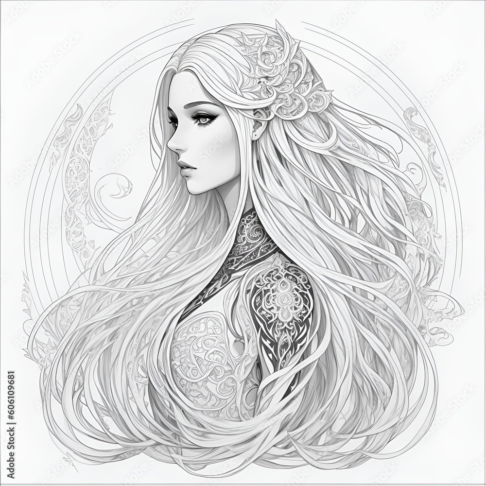 line art portrait of a girl line art portrait of a girl