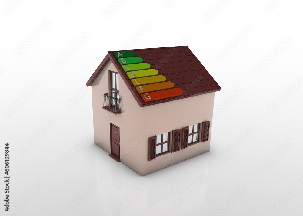 Building energy class - 3D illustration Building energy class - 3D illustration