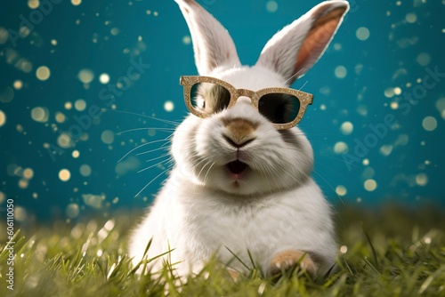 Happy cool rabbit funny