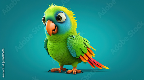 Colorful parrot  cartoon illustration - generative AI  AI generated