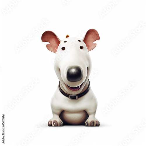 Cute Bull Terrier - Cartoon dog illustration - Generative AI  AI generated