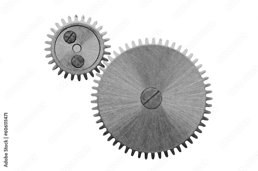 Clock mechanism metal gears isolated Clock mechanism metal gears isolated
