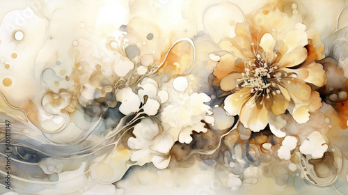 Floral abstract watercolor painting - generative AI, AI generated