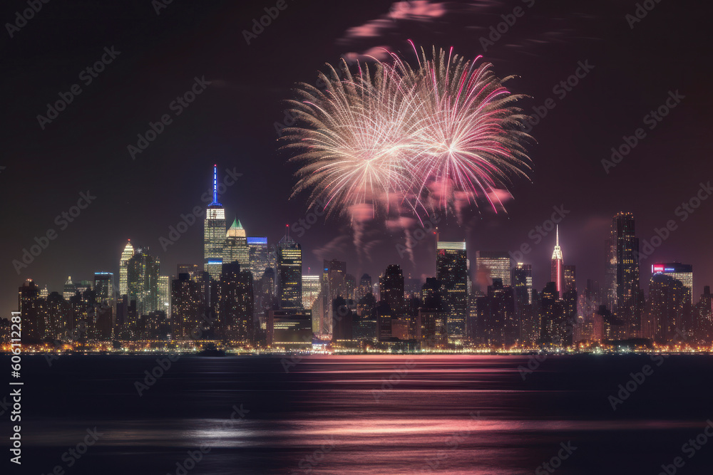 Spectacular City Fireworks on the 4th of July! Generated AI