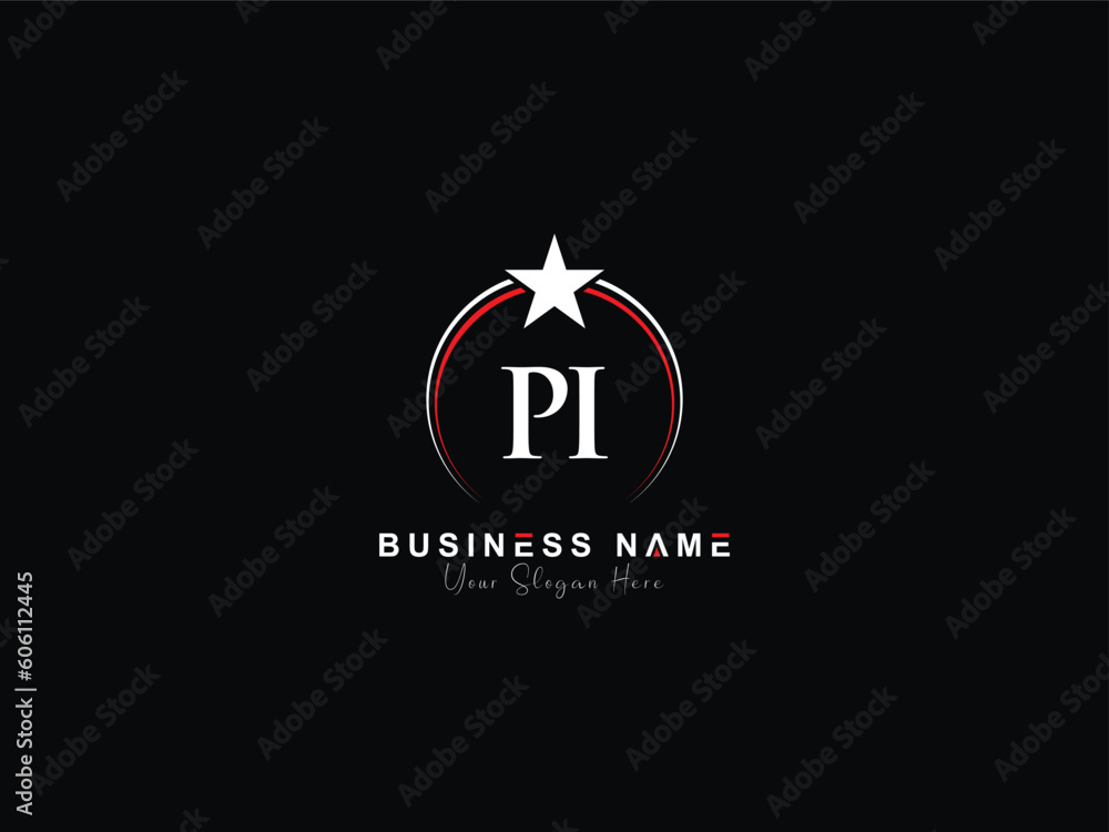 Professional PI Logo Design, p&i pi Minimal Logo Template - obrazy, fototapety, plakaty 