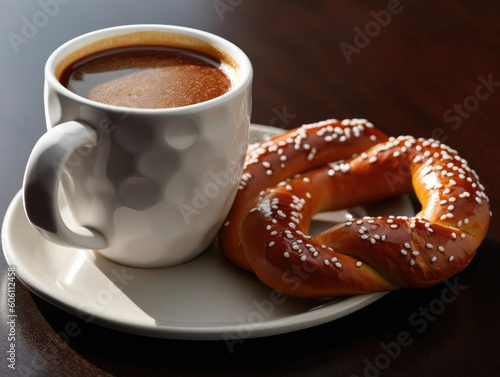 Photo of pretzel with coffee