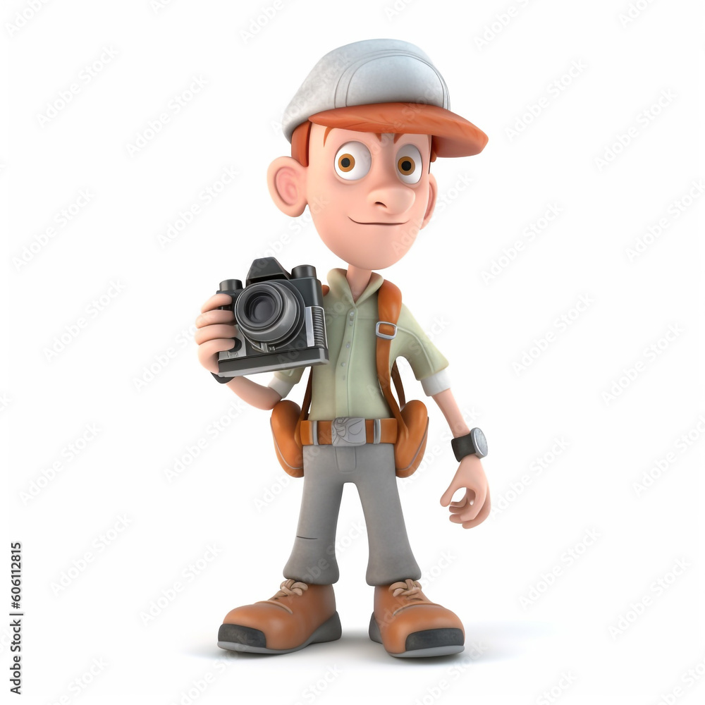 3d illustration of photographer holding a camera created with generative AI 3d illustration of photographer holding a camera created with generative AI