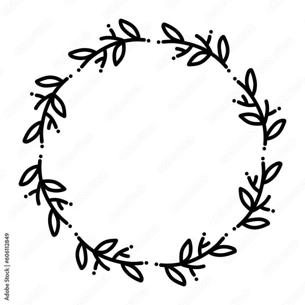 Floral frame hand drawn wreaths
