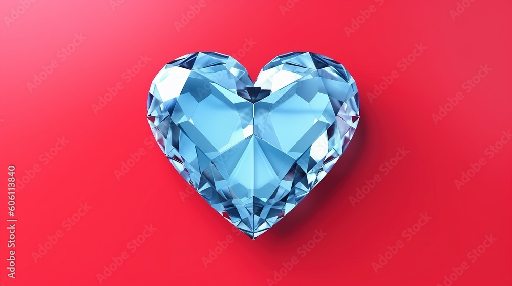 crystal heart on the background. 3d rendering. 3D illustration, Generative AI
