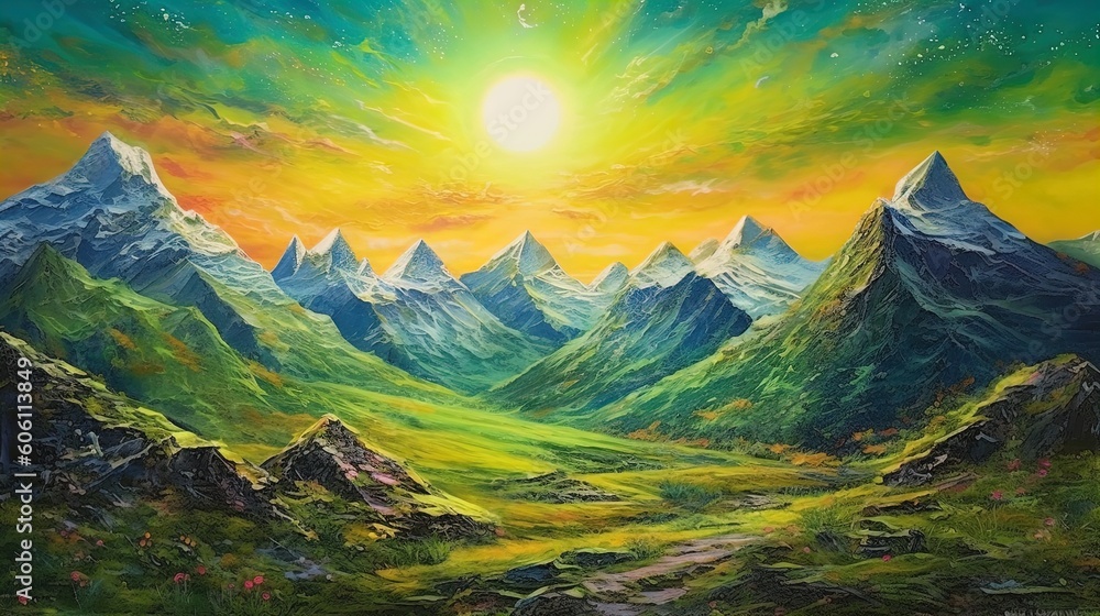 Obraz premium Illustration of alien Planet Fantasy rocky Environment with a night sky landscape.