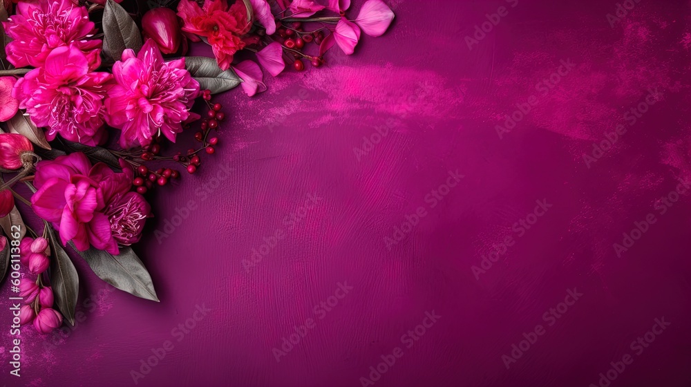 Viva Magenta toned colour grunge decorative navy dark wall background. Generative AI Viva Magenta toned colour grunge decorative navy dark wall background. Generative AI