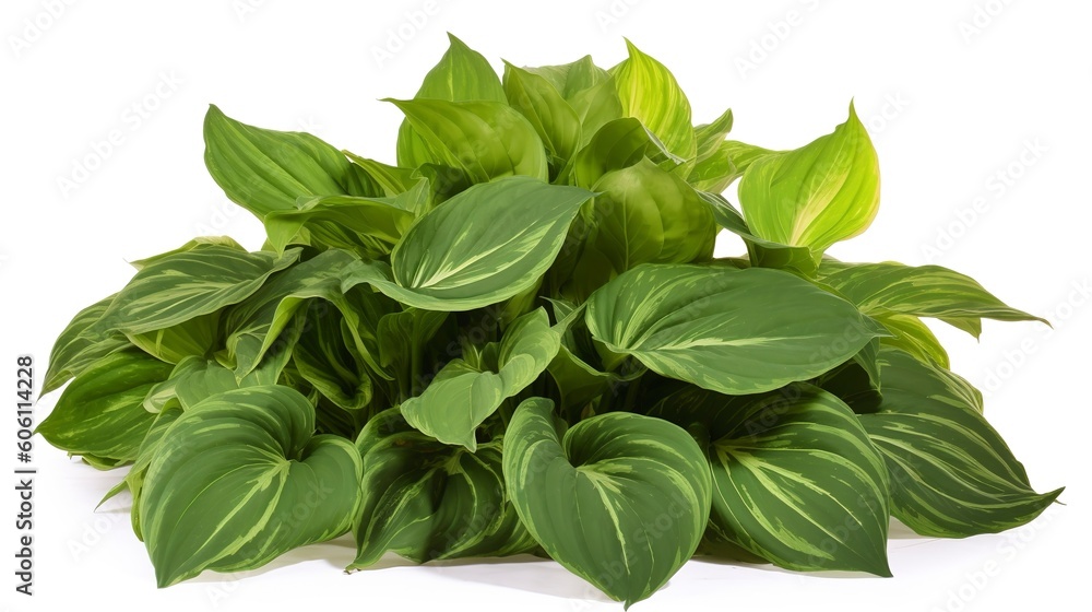 Green leaves hosta plant bush, lush foliage tropic garden plant isolated on white background Green leaves hosta plant bush, lush foliage tropic garden plant isolated on white background