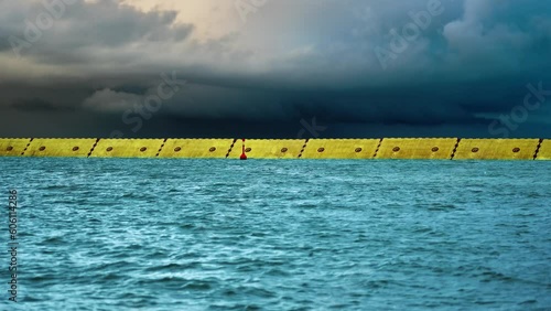 Mobile dam that closes the Venice lagoon to save it from floods.