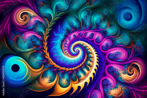 A vibrant and abstract spiral design. Generative AI