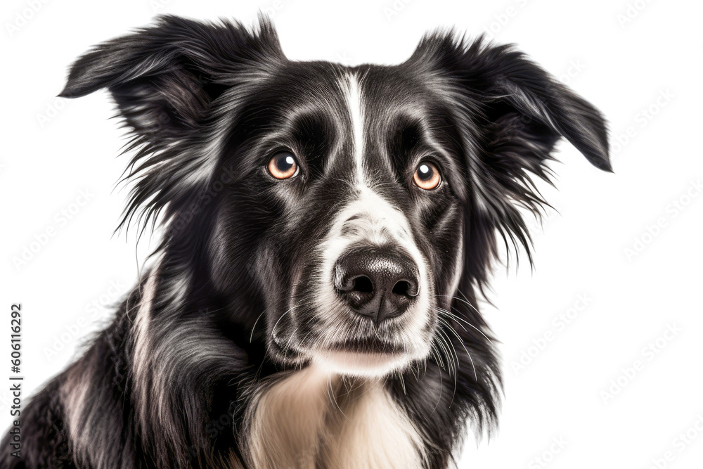 A charming black and white dog staring at the viewer. Generative AI A charming black and white dog staring at the viewer. Generative AI