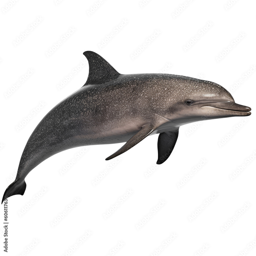 A dolphin leaping out of the water into the air. Generative AI A dolphin leaping out of the water into the air. Generative AI