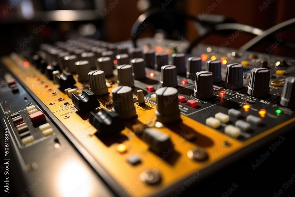 Sound mixer in studio for sound recording system. Generative AI Sound mixer in studio for sound recording system. Generative AI
