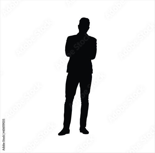 One standing person silhouette vector art work.