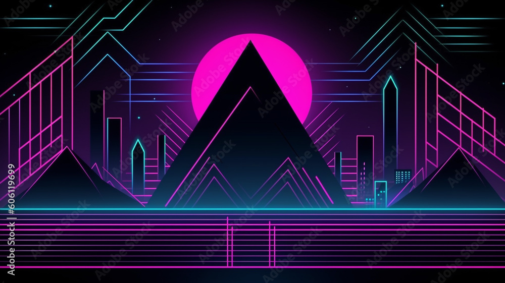 Naklejka premium Neon black background created with generative AI tools