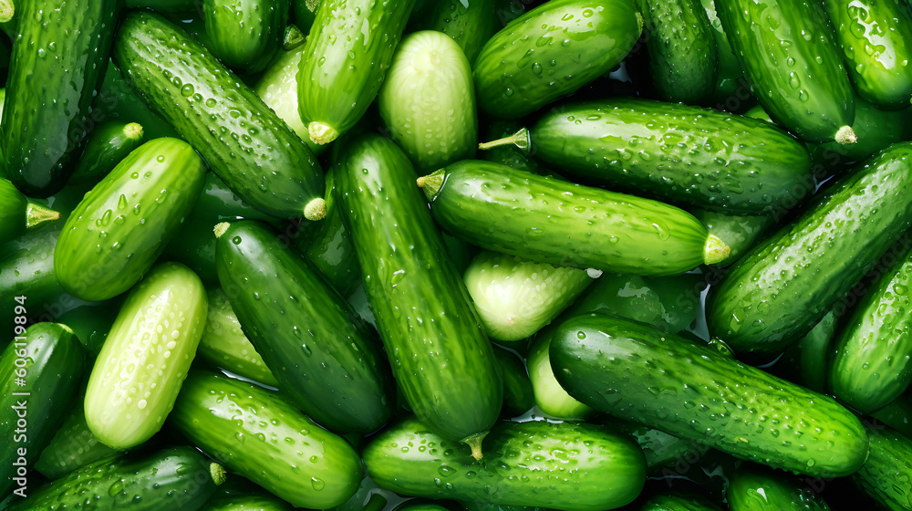 Fresh cucumber background. Ripe vegetables. Top view Fresh cucumber background. Ripe vegetables. Top view