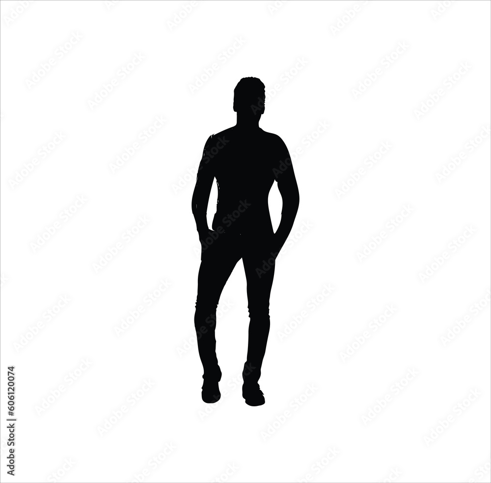One standing person silhouette vector art