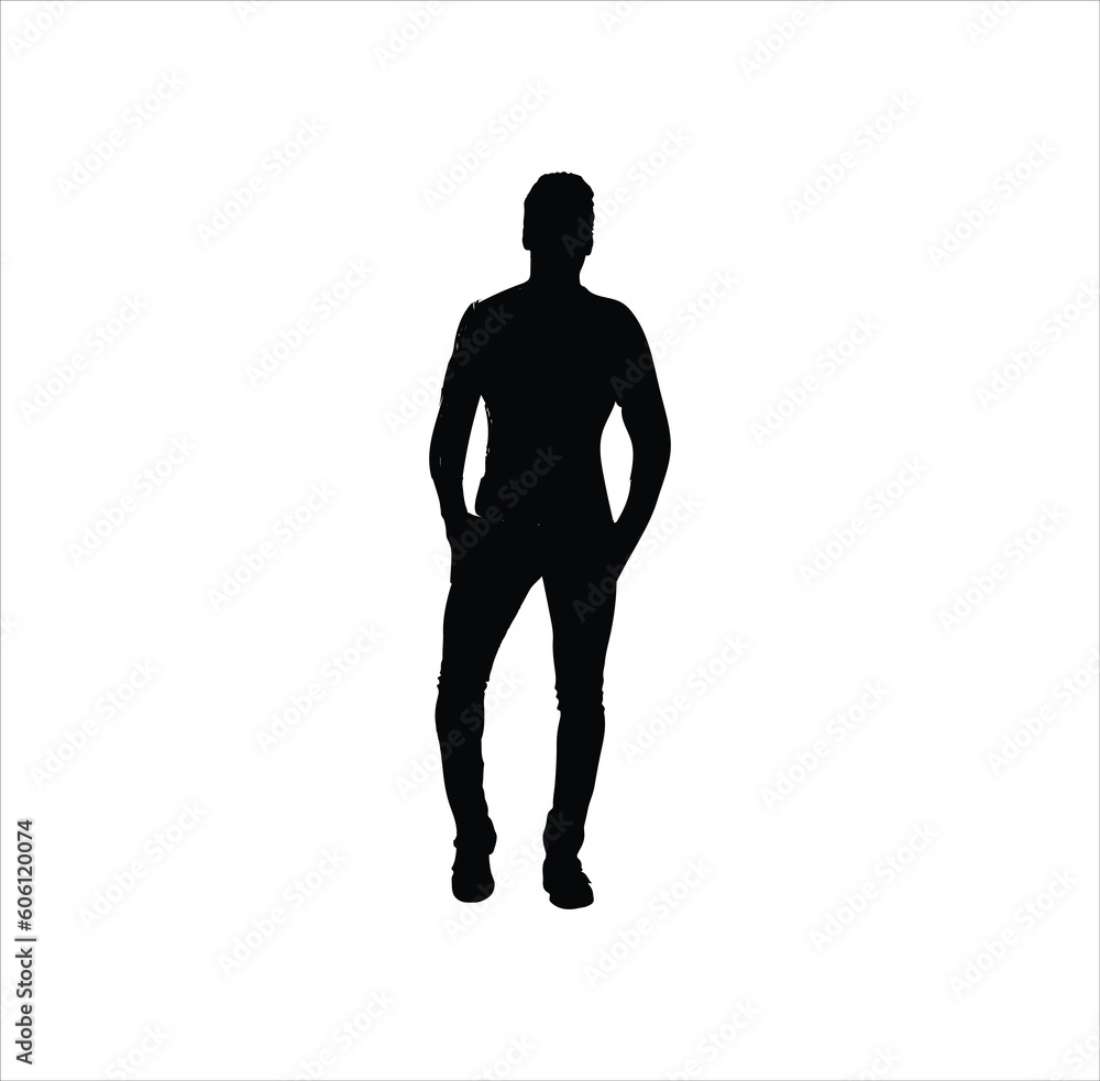 One standing person silhouette vector art One standing person silhouette vector art