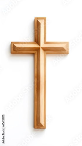 wooden cross on a white background, generative ai 