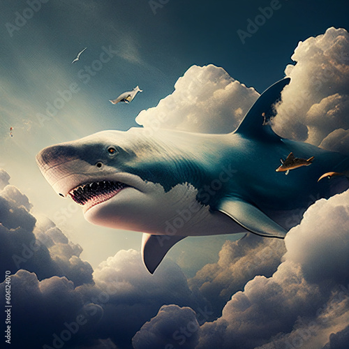 Tubarão entre as nuvens no céu photo