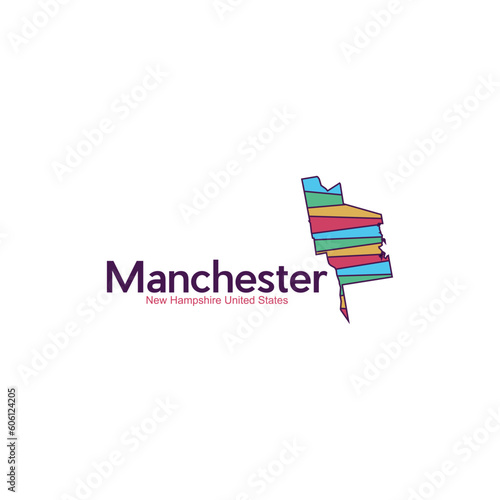 Map Of Manchester New Hampshire City Colorful Geometric Logo