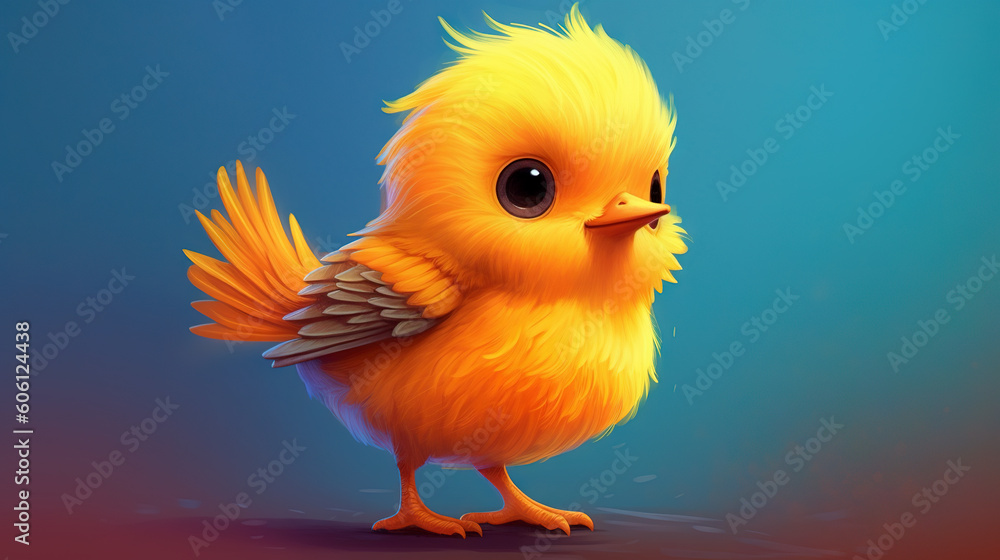 Colorful little bird, cartoon illustration - generative AI, AI generated Colorful little bird, cartoon illustration - generative AI, AI generated