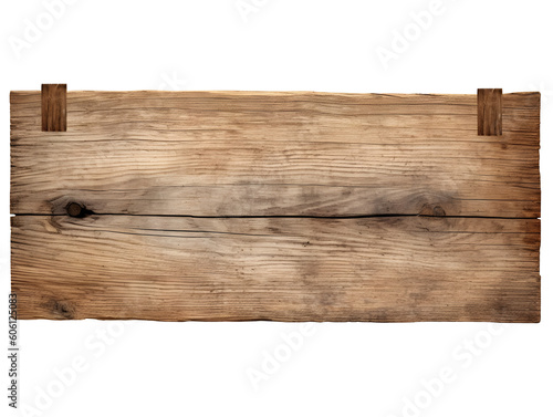 Close up of an empty wooden sign isolated on white and transparent background, png