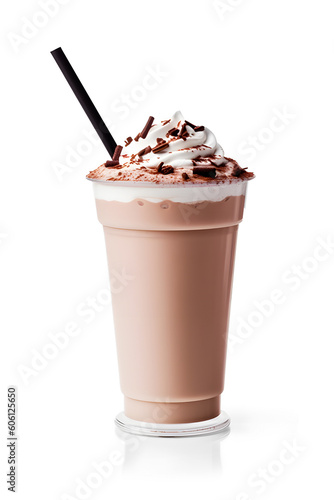 Chocolate milk shake isolated on transparent and white background, png
