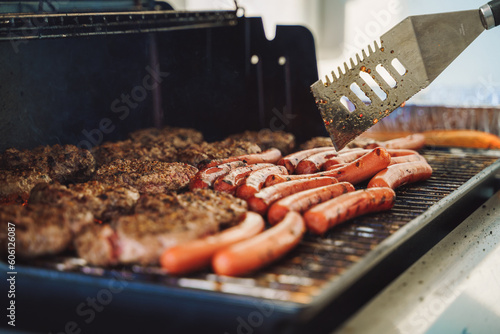 Hotdogs and Hamburgers on a Grill 1