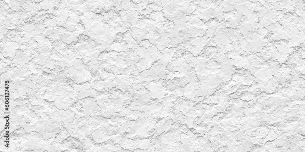 Seamless rough white plaster wall transparent background texture overlay. Abstract painted stucco or cement grayscale displacement, bump or height map. Wallpaper backdrop repeat pattern. 3D rendering. - obrazy, fototapety, plakaty 