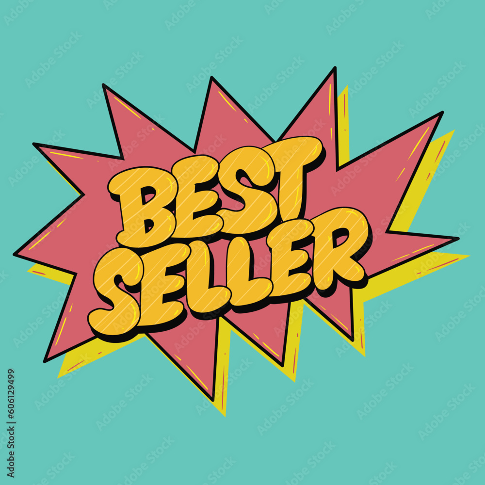 Fototapeta premium Best Seller Word on Speech Bubble, Retro Style