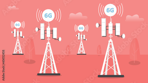 6G Technology Towers Illustration 